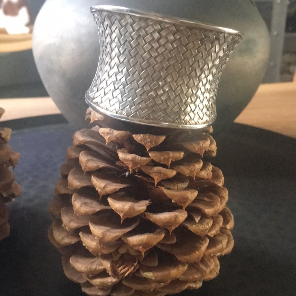 Silver basketweave cuff